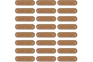 Borsgye 40PCS PU Leather Tags Handmade Embossed Tag Faux Leather Sew on Labels Embellishment Crochet Knitting Labels DIY Jeans Bags Shoes Hat Apparel Accessories - 1x4cm - A2