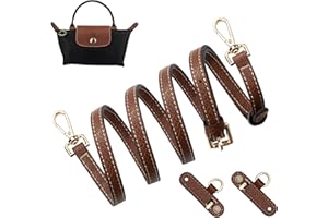 SOPROM Pasek Na Ramię do Longchamp Mini Bag, Strap do Long Champ Le Pliage(szerokość 11 mm, kolor: brązowy-złoty)