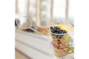SUNERLORY Bubble Tea Schöpfkelle, Edelstahlsieb Schaumlöffel Schlitzlöffel Tapioca Boba & Jelly Bubble Tea Skimmer & Tapioca Scoop Küchensieb mit Griffen Feinmaschig für Küche Braten Lebensmittel(size:S)
