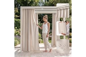 ROOM99 Utomhusgardiner med veckband Garden Line 155 x 250 cm bred x höjd utomhus gardin väderbeständigt vattentätt insynsskyd