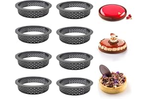 CTForest 8 Piezas Circular Torre Inferior Pastel de Pastel, Anillo de Tarta Porosa,Tarta de Anillo de Círculo de Mousse de Forma Redonda,Se usa para Hacer Mousse(Negro)