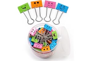 Coideal 40 paquete de color clips de papel con Linda cara sonriente encantadora, archivo organizador de papel sujetador de metal pinzas, surtido de color (0,75 pulgadas, pequeñas)