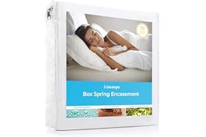 ‎LINENSPA Linenspa Boxspringhülle Queen, Komplettschutz mit Reißverschluss, wasserdichter Boxspringschutz Queen, Weiß