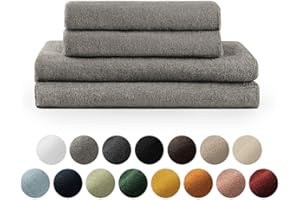 ‎BLUMTAL Blumtal Premium Frottier Handtücher Set mit Aufhängschlaufen - Baumwolle Oeko-TEX Zertifiziert, weich, saugstark - 2X Badetuch (70x140 cm), 2X Handtuch (50x100 cm), Grau