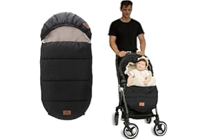 LAT LEE AND TOWN LAT Universal Saco Silla de Paseo, Impermeable y Resistente al Viento Saco Carro Bebe Invierno para Cochecito, Desmontable Saco Carrito Bebe con Capucha (B, Black)