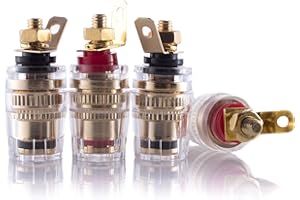 Hifi Lab Morsetti a polo, placcati in oro 24 K, terminal binding post banana, presa audio di fascia alta, morsetti di collegamento avvitabili, 4 x