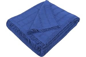 MERCURY TEXTIL- Colcha Multiusos Sofa,Manta Foulard,Plaid para Cama,Cubresofa Cubrecama,jarapas,Comoda Practica y Suave. Poliester Algodón (180 x 260cm, Liso Azul)