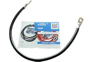 eXODA câble de batterie 35 mm² 50cm avec cosses M10 noir flexible et en 99 pour cent cuivre adapté pour voiture bateau moto et plus jusqu'à 470A à 12V jusqu'à 5645 watts
