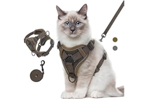 VavoPaw Cat Harness and Leash Set for Walking, Adjustable Kitten Vest Harness with Reflective Strip Breathable Mesh, Escape Proof Soft Pet Safety Vest for Cats, Kittens, Puppies, M Coffee