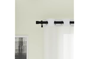 BOOM JOG 16/19mm Diameter 70-120cm Extendable Curtain Pole Set with End Cap Finials. (BLACK). Includes Rods,Finials,Brackets,Fitting sets. 28-48" Single Adjustable Curtain Rod without Ring.