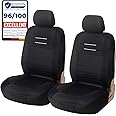 Upgrade4cars Black Car Seat Covers Front Pair | Universal Cover Set for Driver and Passenger Seats + Headrest | Interior Accessories for Women and Men