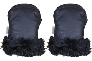 Manoplas Carrito Bebé Rosy Fuentes- Con Forro Polar Interior - Guantes para Carro Bebé - Tejido Suave y Agradable - Manoplas Carro Bebé Universales 0-negro