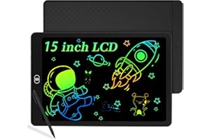 KidsPark LCD Writing Tablet Kids Doodle Scribbler Pad, 15 Inch Colorful Light Drawing Board Learning Educational Toy Portable Handwriting Drawing Pad for Kids Boys Girls Adults, Black