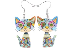 Acrylic Drop Cat Earrings Pets Funny Design 7 Color Lovely Gift For Girl Women By The Bonsny