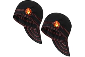 Yunsailing 2 Pcs Welding Cap Flame Resistant Welders Caps Reversible Elastic Cotton Soft Short Crown Welders Hats Men Women