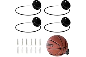 YunBey 4soportes para balones de baloncesto, voleibol, rugby, fútbol, soporte de pared con tornillos (pared)