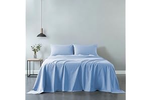 COTOPURO Lenzuola Matrimoniali Cotone - Completo Lenzuola 4 Pezzi in Premium Cotone 120GSM - Certificata OEKO-TEX® - Lenzuola Matrimoniali (per Materasso 160/180cm) Lussuoso Comodo - Azzurro