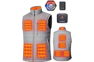 GOTOBI Gilet Riscaldato Uomo con Batteria da 16000mAh - Gilet Riscaldato con 9 Zone di Riscaldamento e 3 Temperature Regolabili, Gilet Riscaldato per Attività Outdoor Moto Ciclismo,Nero