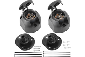 DARKGUARD 7pin Trailer Socket 12v,2Pieces 7pin Female Trailer Connector W/Waterproof Seal,7pin Trailer Adapter,ISO1724,7pin Towing Socket,Caravan Car Towing Socket for Van Camion RV Towbar (DG76S-2)
