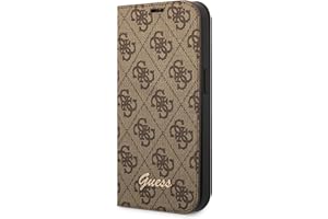 CG MOBILE Guess GUBKP14XHG4SHW - Funda para iPhone 14 Pro MAX de 6.7 Pulgadas, diseño de Libro marrón 4G, Logotipo Dorado Vintage