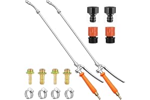 VANPET Replacement Sprayer Wand Compatible with CHAPIN,1/4" & 3/8" Brass Barbs Sprayer Wand Replacement, Stainless Steel Sprayer Wand with Shut off Valve & 2 Hose Clamps (2 PCS)