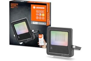 LEDVANCE Luce da esterno Smart LED con tecnologia WiFi, proiettori per esterno, colori RGB modificabili, 10W, realizzata in alluminio grigio scuro, compatibile con Google e Alexa, SMART+ WIFI FLOOD