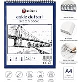 G&uuml;rpaş A4 Spiralli Eskiz Defteri, 40 Yaprak, Kurşun Kalem ve Karakalem i&ccedil;in, &Ouml;ğrenci, Tasarımcı ve Profesyonel Kullanım