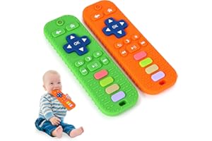 Hooku 2 Pack Remote Teether for Baby, Silicone Teethers for Babies 6-12 Months, Baby Teething Toys for Babies 0-6 Months, Sensory Toys for Babies, Toddler Infant Newborn Toys