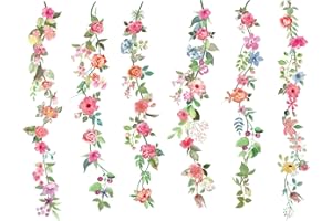 WakiHong 3 pcs Adesivi da Parete Floreali Rami Fioriti Rosa Adesivi da Parete Adesivi Murali Pianta Fiori per Camera Soggiorno Finestra Ufficio.