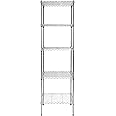 Finnhomy 5 Shelves Adjustable Steel Wire Unit, Metal Heavy Duty Storage Racks, Thicken Steel Tube Chrome