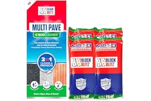 BLOCK BLITZ Multi Pave Patio, Path & Drive Cleaner. Removes Moss & Algae. Deters Weed Growth. 4 x 390g Pouches. Ideal for Paving Slabs, Tarmac & Resin Drives. Child & Pet Safe Eco Formula.