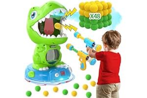 EagleStone Dinosaure Télécommandé avec Tir en Mouvement pour Enfants 3-8 Ans, Jeu de Tir Électronique avec Effets de Fumée, Compteur de Score Automatique, Lumières & Sons, Jouet de Fête