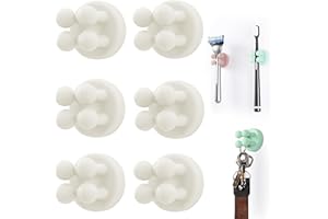 ZAYIN Silikonowe uchwyty na szczoteczki do zębów,6 szt.wielofunkcyjny haczyk do golenia,wodoodporny,samoprzylepny,montowany na ścianie,pojedynczy haczyk do zawieszenia na ścianie lub szkle (Biały)