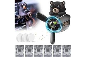 Qetlavee Auto Lufterfrischer Cartoon Bär Pilot,Car vent Accessories mit 6 Dufttabletten,Diffuser Geschenke für Auto lüftung,Auto Parfüm Dekoration für Wohnzimmer/Büro,Aromatherapy für Frauen Mann
