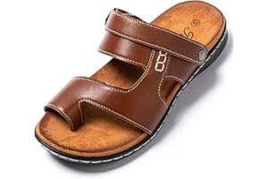 JOMIX Sandales Homme Cuir Tongs Hommes Chaussons d'été Chaussures de Plage Confortables pour Randonnée Piscine Mer Douche