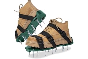 Cerioll Aérateur Pelouse Chaussure, Scarificateur D'aérateur de Pelouse, Aerateur de Gazon, Semelles de Ventilation pour Gazon avec 6 Sangle à Boucle en Métal, pour Amélioration de la Qualité du Sol