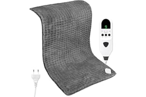 Dechoga Manta Electrica para Alivio de Dolores Musculares - Esterilla Electrica con 9 Niveles de Temperatura Ajustable Y Temporizador de 2 Horas para Hogar/Oficina/Viajes (Gris, 43 x 84 cm)
