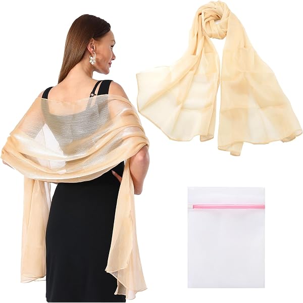 Sciarpa da donna con paillettes, stola, scialle, elegante, stola, scialli, scialli, stola, stola, sciarpa per matrimoni, cerimonie serali, feste, matrimoni, Beige, M