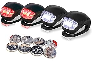 LUZWAY Luci Bici LED, Luce Bicicletta Impermeabile, 4 Pezzi Luci Bicicletta Faretto in Silicone LED Posteriore e Anteriore, Fanali Bici, Batterie Incluse