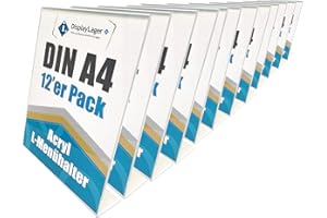 DisplayLager - Schräger Tischaufsteller/Thekenaufsteller für DIN A4 aus Transparentes Acryl/Plexiglas (A4 (12 Stück))