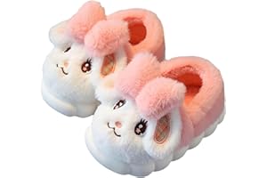 QZBAOSHU Zapatillas de Conejito para Niñas Zapatillas Cálidas Suaves y Esponjosas con Espuma Viscoelástica Forro de Peluche y Suela de Goma Antideslizante para Interior y Exterior