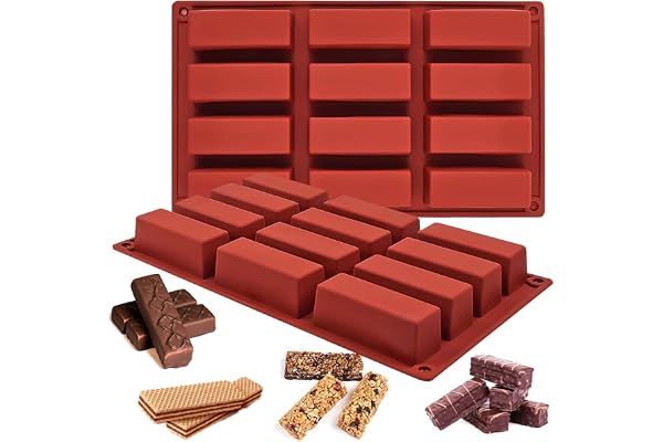 2 stycken silikonform stavar, 12 hål flingformar, högkvalitativt silikonmaterial, müslibar-bakform, lämplig för müslibarer, choklad, bröd, pudding, brownie, ostkaka och tvål