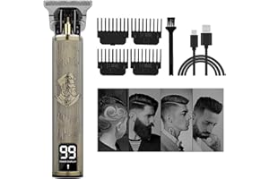 VINMOOOG Tondeuse Cheveux Hommes,Tondeuse Barbe Professionnel Finition,Rasoir Electriques Hommes Écran LED,Sans Fil Brostyle Tondeuse Precision Rechargeable,Cadeau Homme