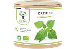 BIOPTIMAL NUTRITION NATURELLE Ortie Bio - Bioptimal - Complément Alimentaire - Silicium Organique - Poudre de Feuille Ortie Pure - Articulation Peau Circulation - 250 mg/gélule - Cultivé en France - Certifié Ecocert - 60 gélules