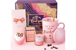 Biching Birthday Gifts for Women Not A Day Over Fabulous Mug Set, Unique Self Care Package Relaxation Spa Bath Set for Her, Happy Birthday Pamper Gifts for Her, Women, Mum, Friends, Sister