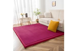 ‎BYBYME BYBYME® Verdickung Korallen Samtmatte Kinderteppich - Extra Dicke 3cm rutschfeste Kinder Weiche Krabbelmatte - als Krabbeldecke Baby Spielmatte (Magenta, 150×200 cm)