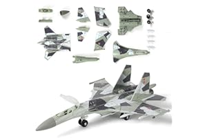 SEBUNAS Kit modello di aereo da caccia SU-35 SABANAS in scala 1:100, modello di aereo militare in plastica, giocattolo da montare, con supporto, regalo (25 pezzi)