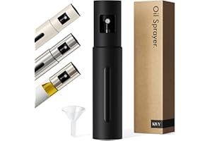 KIVY Spruzzatore per olio in acciaio inox e vetro – flacone spray per olio – spruzzatore per dosaggio preciso – per olio da cucina e aceto – imbuto incluso