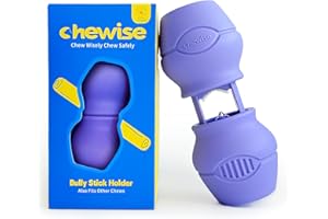 PetClan Chewise Soporte para Palitos Naturales de Toro para Perros, Uso rudo, diseño para prevenir el atragantamiento, Juguete para Mascotas Libre de BPA, Compatible con Varios tamaños y Razas