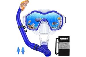 VUENICEE Maschera Snorkeling Bambini Set, Maschera Da Snorkeling Con Maschera e Boccaglio, Maschera Subacquea Anti-Fog & Anti-Perdite Panoramica 180° Per Ragazzi e Ragazze Dai 5 Ai 12 Anni, Snorkel Set